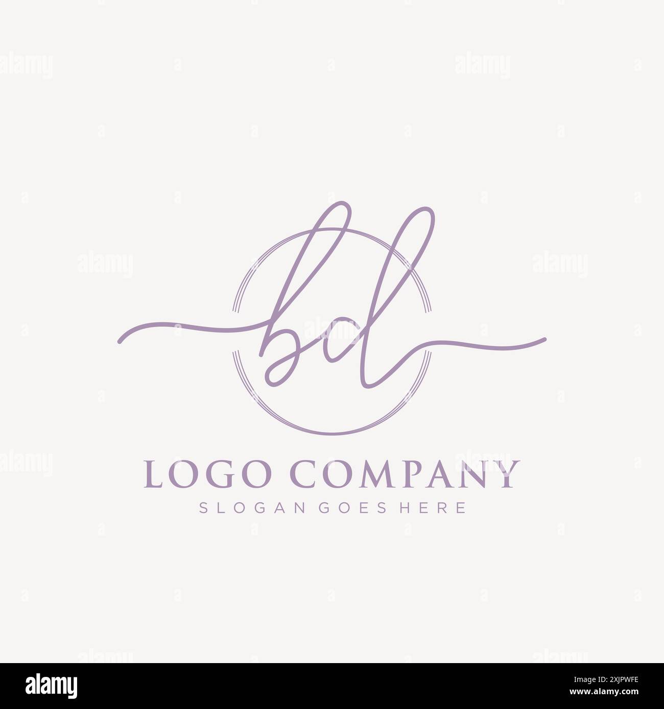 BD Initial handwriting with brush circle logo Stock Vector