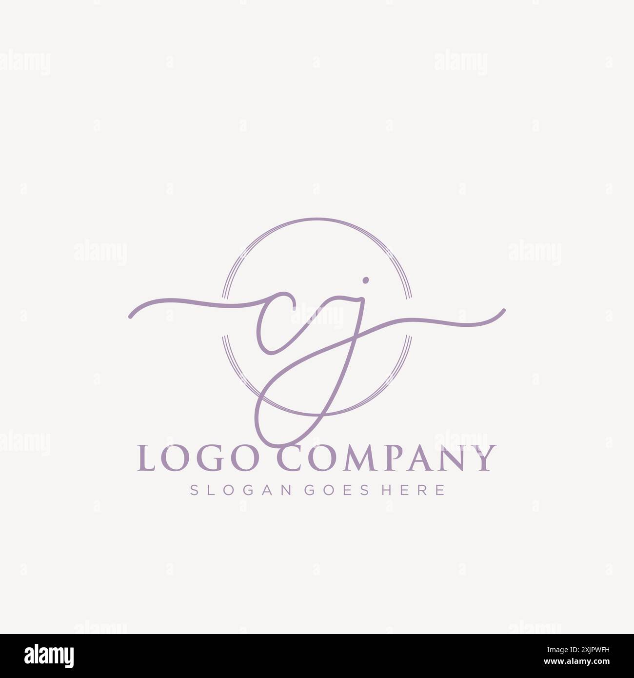 CJ Initial handwriting with brush circle logo Stock Vector