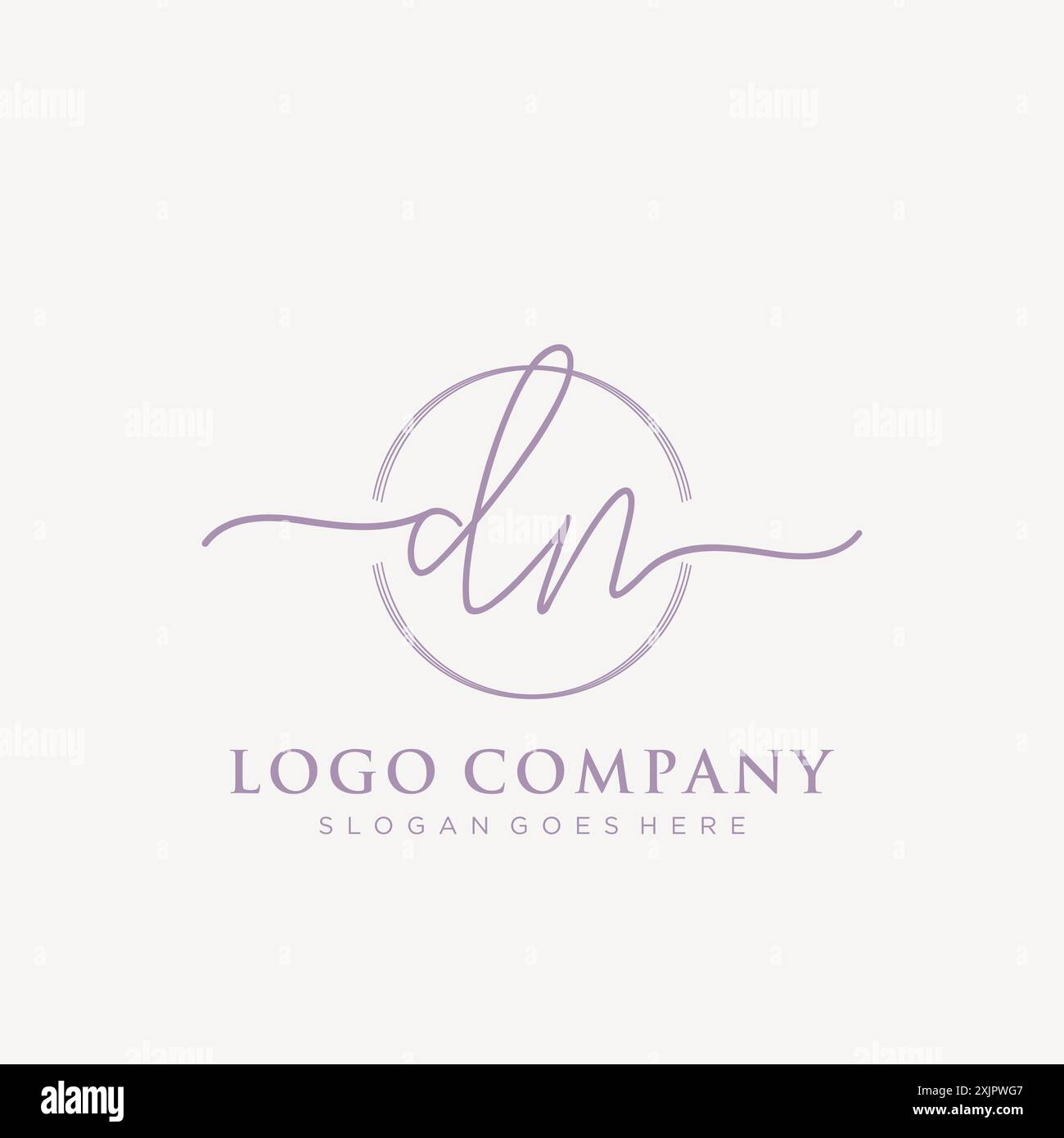 DN Initial handwriting with brush circle logo Stock Vector