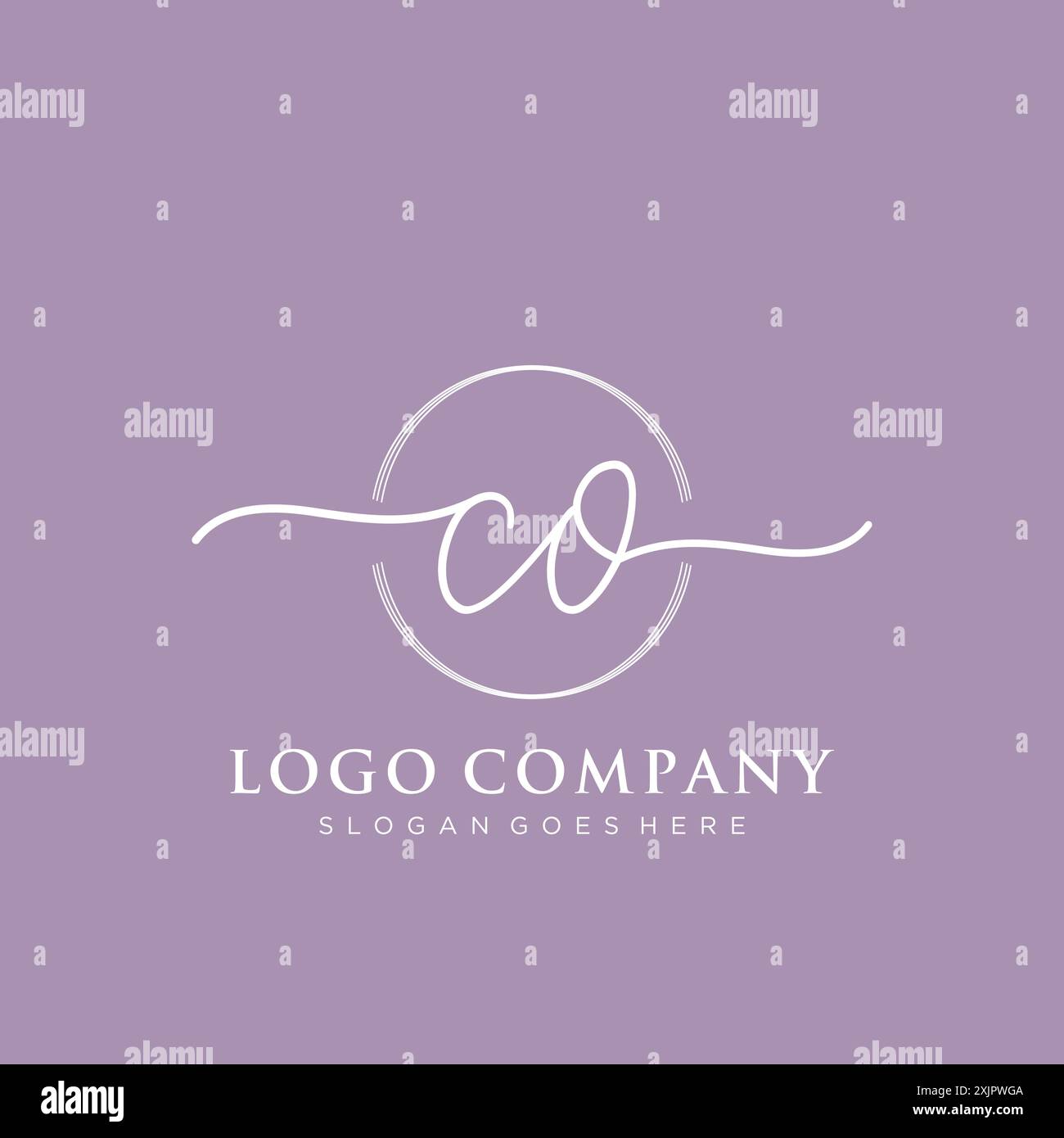 CO Initial handwriting with brush circle logo Stock Vector
