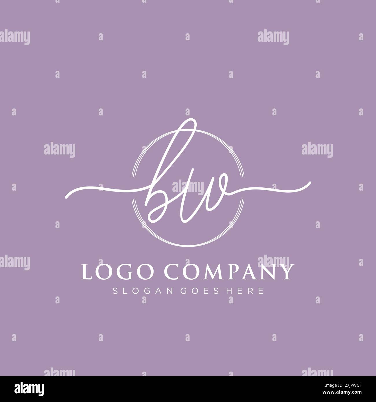 BW Initial handwriting with brush circle logo Stock Vector