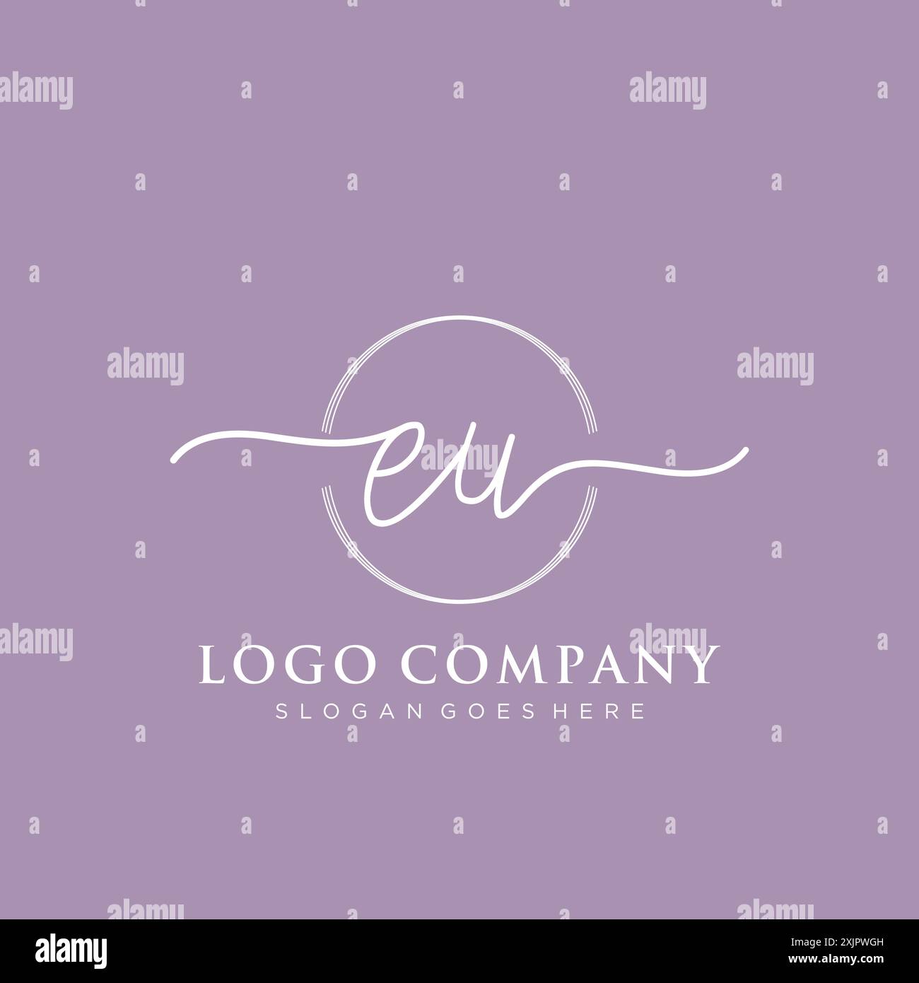 EU Initial handwriting with brush circle logo Stock Vector