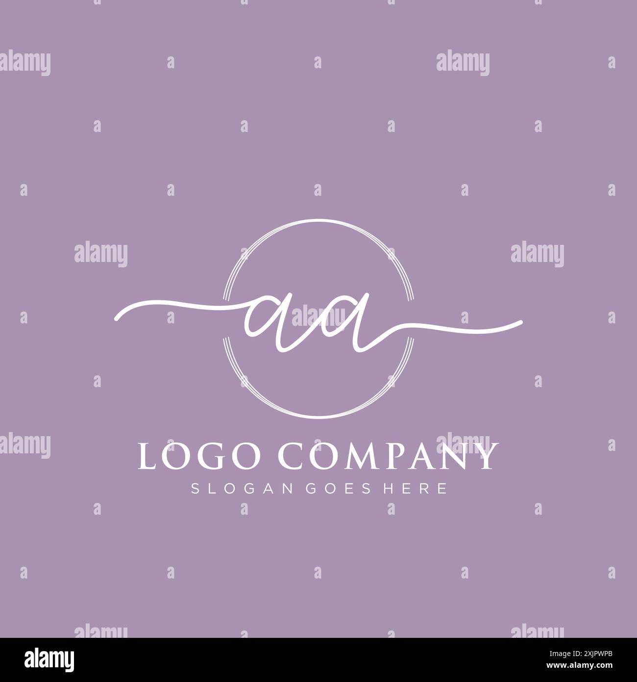 AA Initial handwriting with brush circle logo Stock Vector