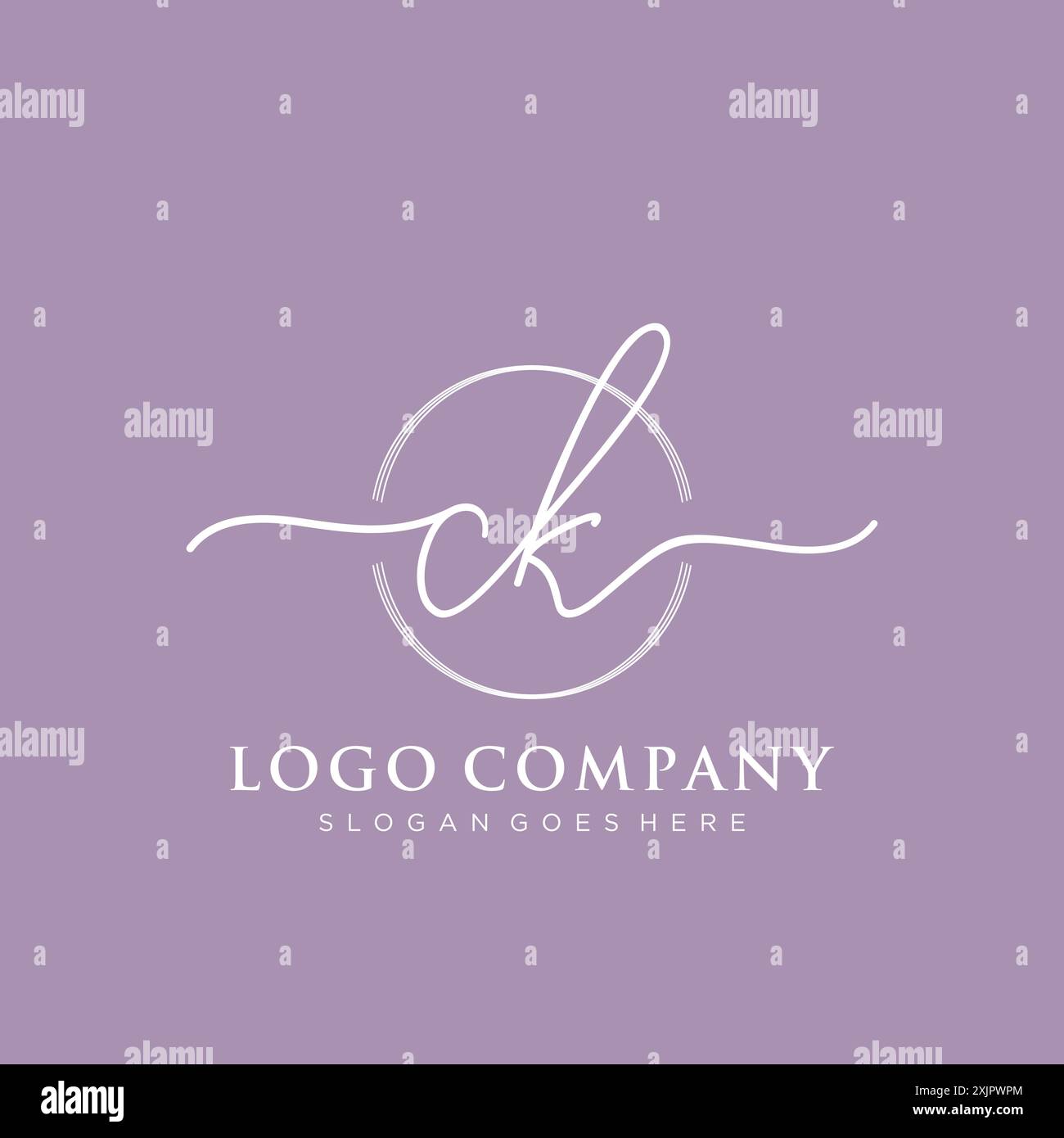 CK Initial handwriting with brush circle logo Stock Vector