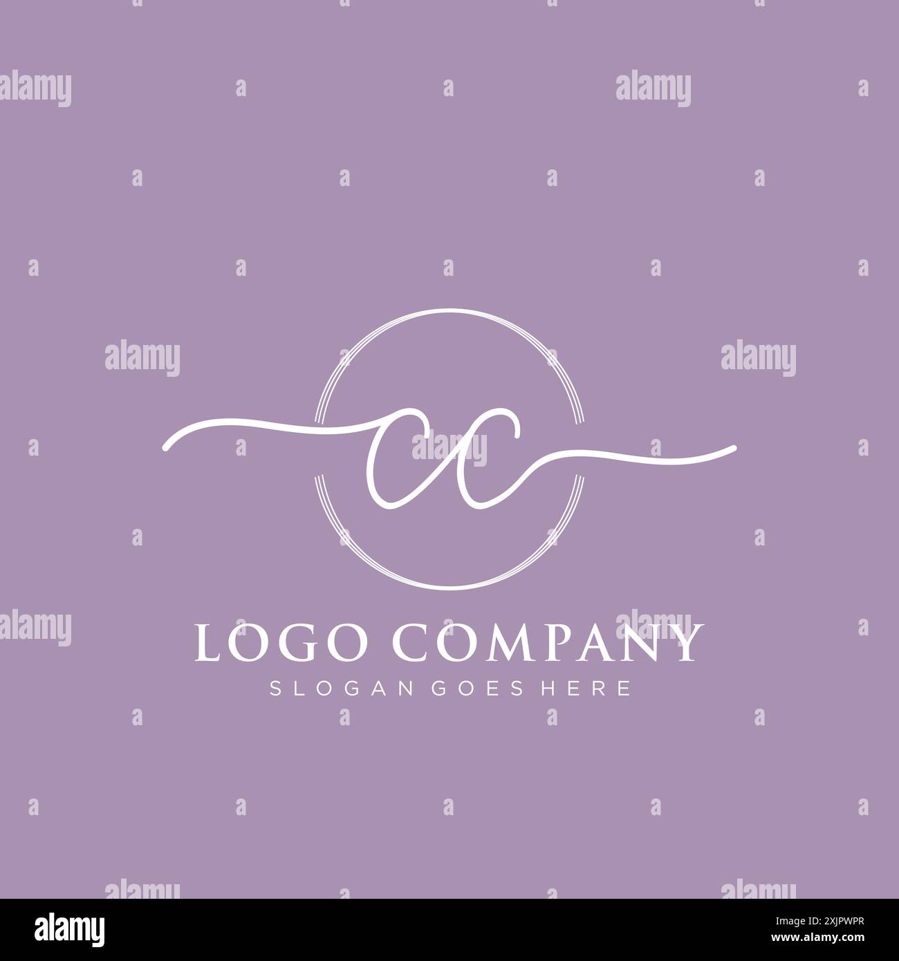 CC Initial handwriting with brush circle logo Stock Vector