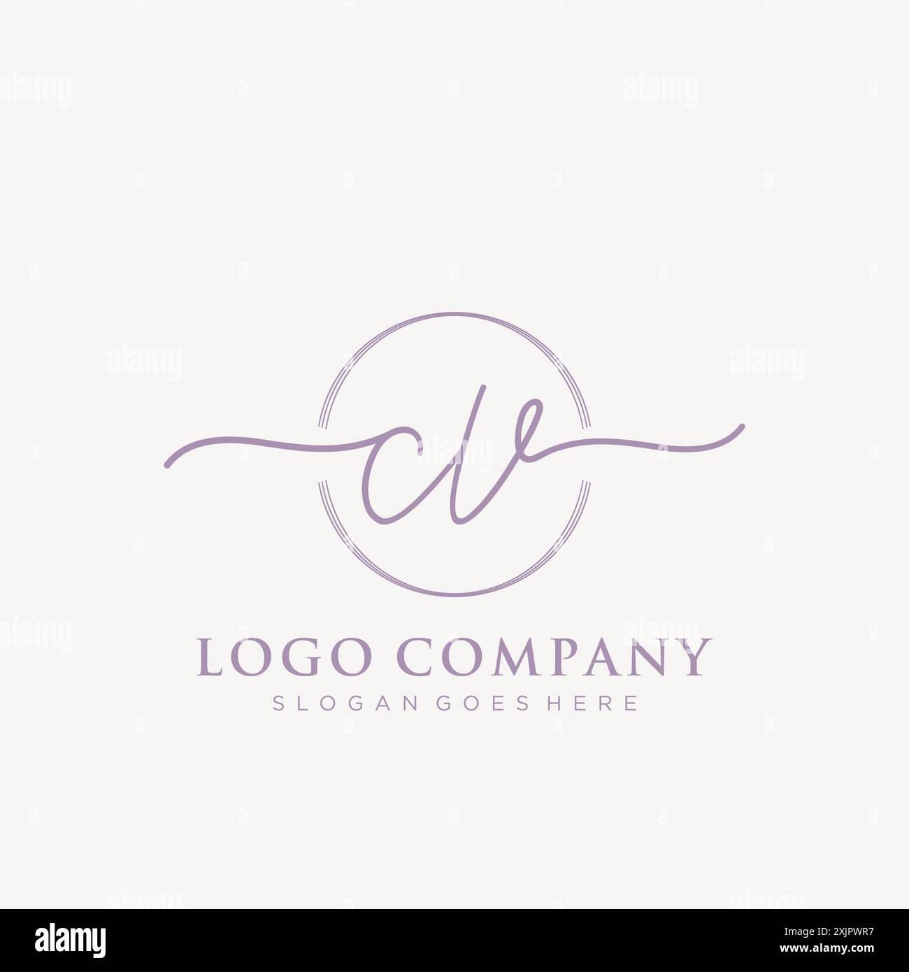CV Initial handwriting with brush circle logo Stock Vector