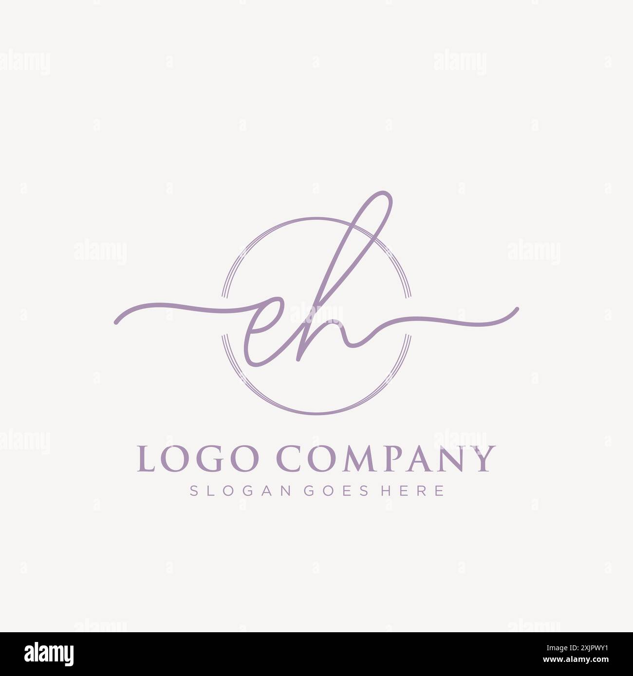 EH Initial handwriting with brush circle logo Stock Vector