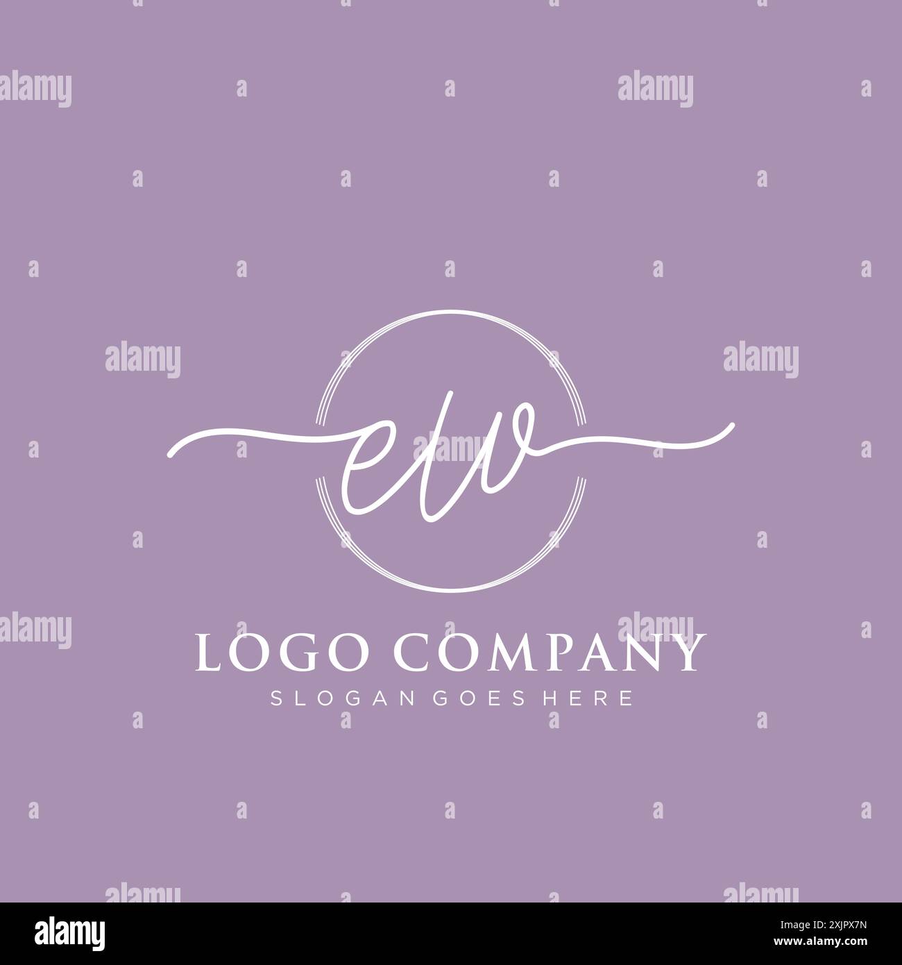 EW Initial handwriting with brush circle logo Stock Vector