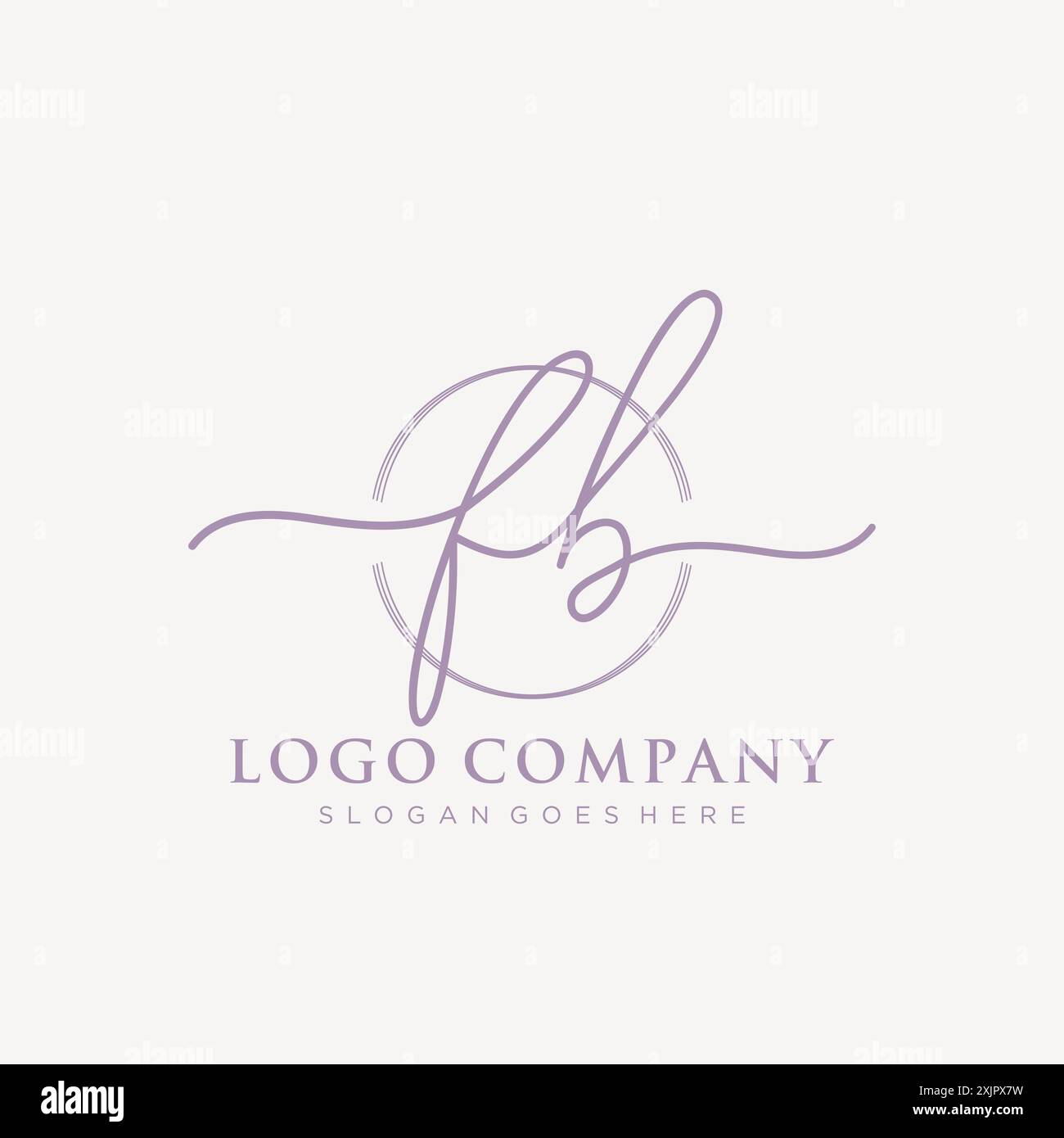 FB Initial handwriting with brush circle logo Stock Vector