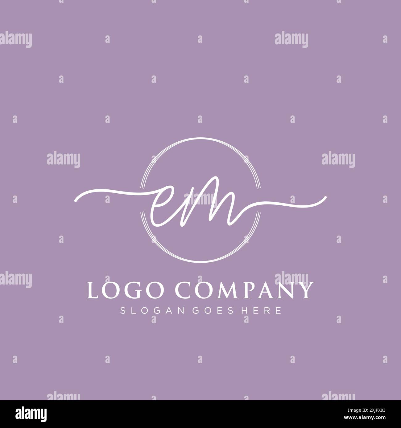 EM Initial handwriting with brush circle logo Stock Vector