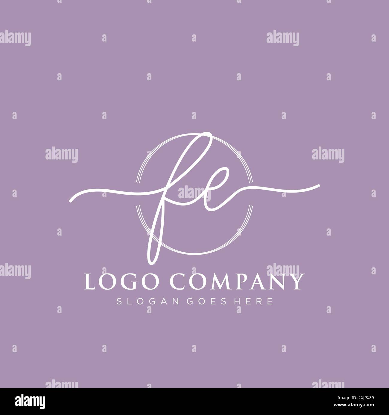 FE Initial handwriting with brush circle logo Stock Vector