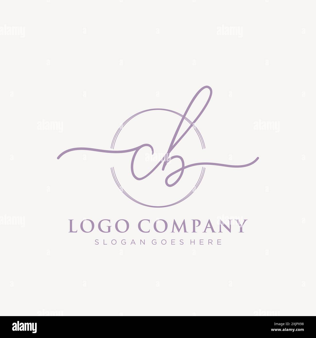 CB Initial handwriting with brush circle logo Stock Vector