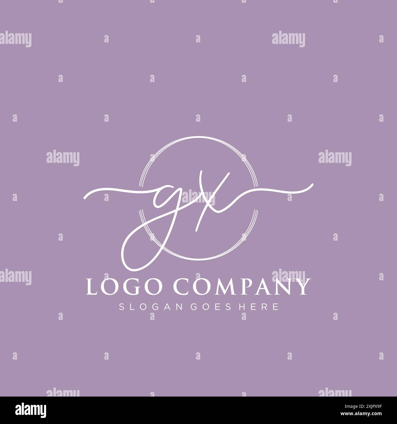 GX Initial handwriting with brush circle logo Stock Vector