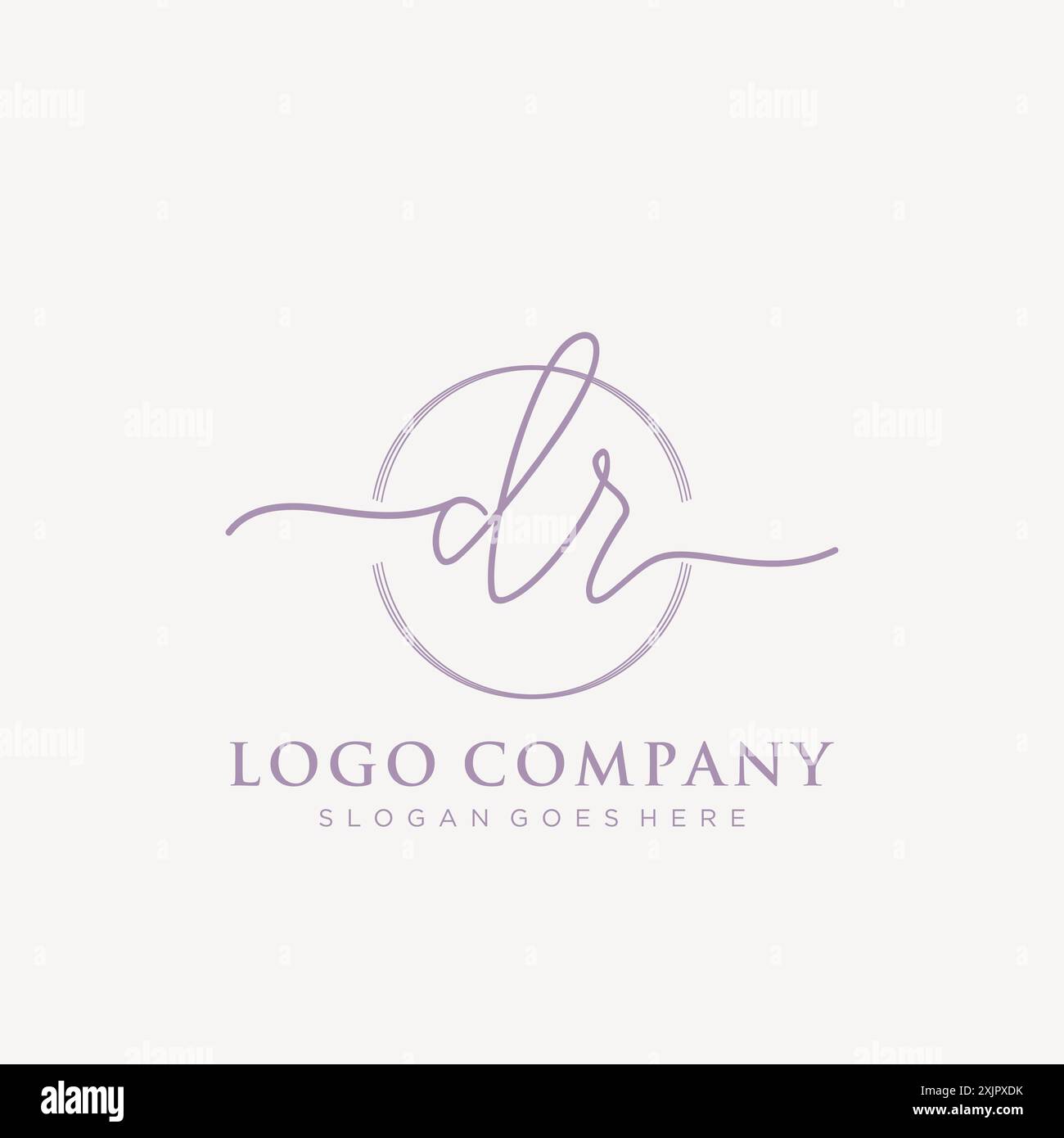 DR Initial handwriting with brush circle logo Stock Vector