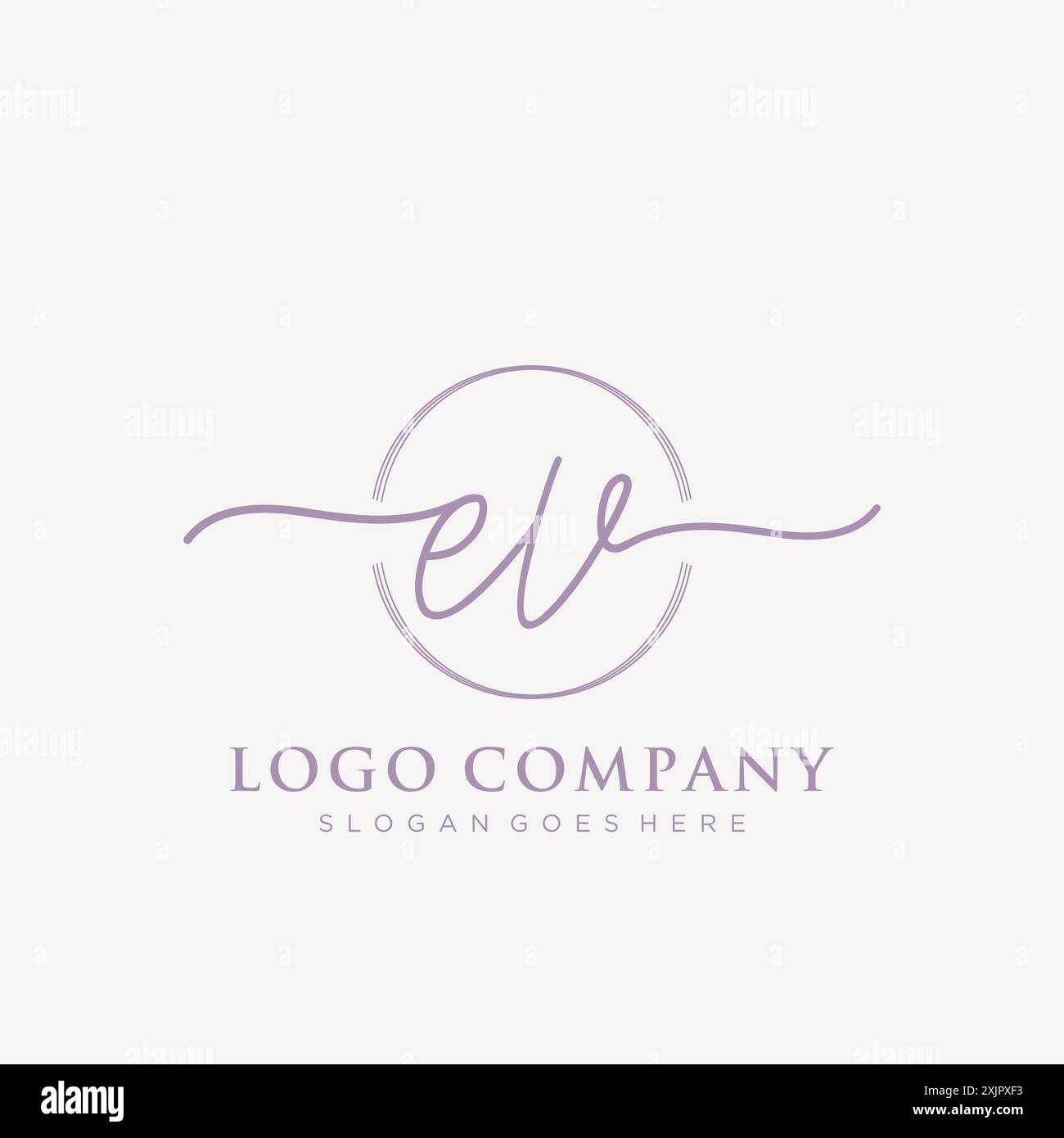 EV Initial handwriting with brush circle logo Stock Vector