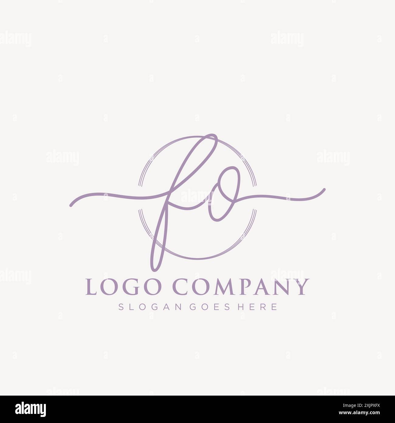 FO Initial handwriting with brush circle logo Stock Vector