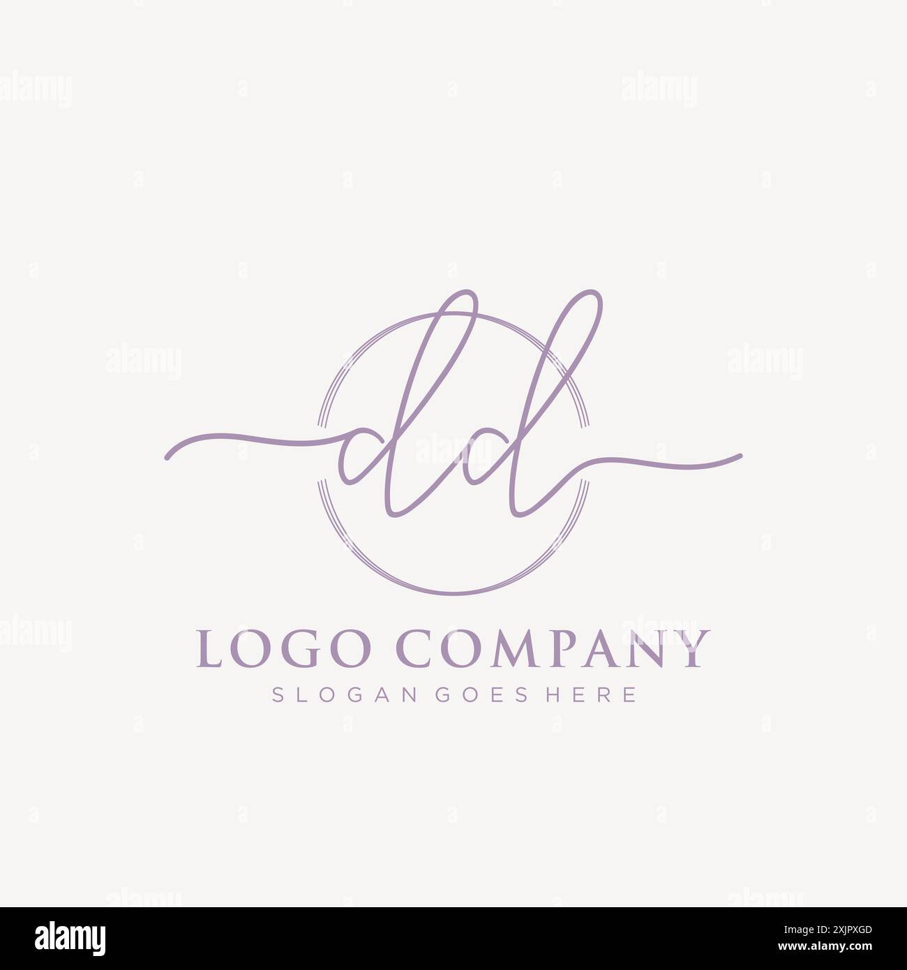 DD Initial handwriting with brush circle logo Stock Vector