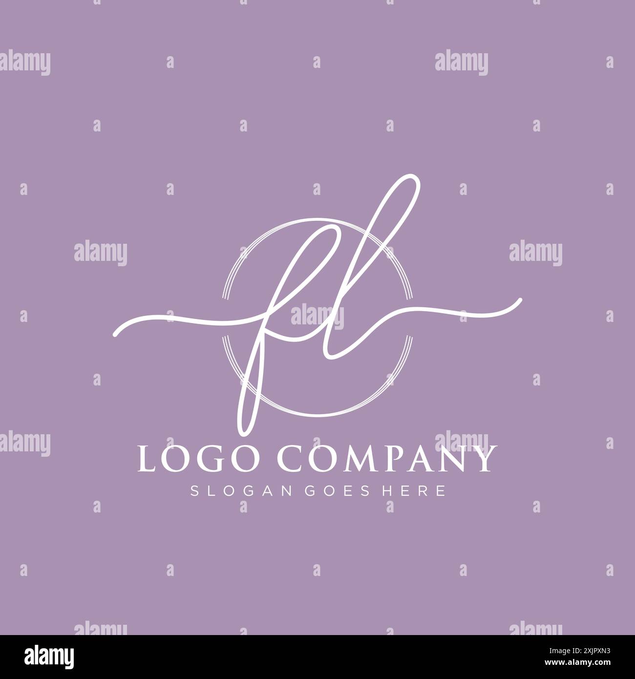 FL Initial handwriting with brush circle logo Stock Vector