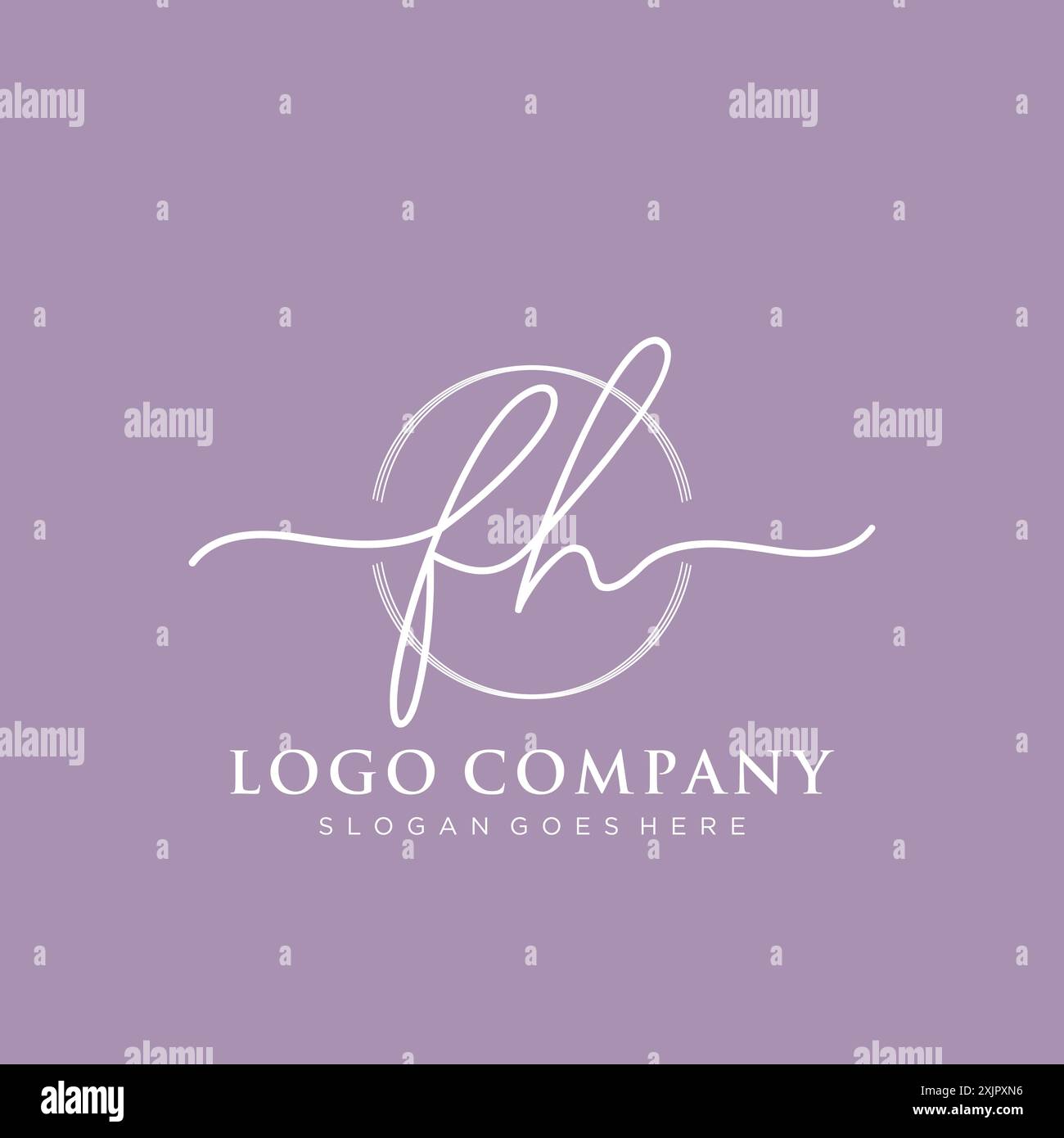 FH Initial handwriting with brush circle logo Stock Vector