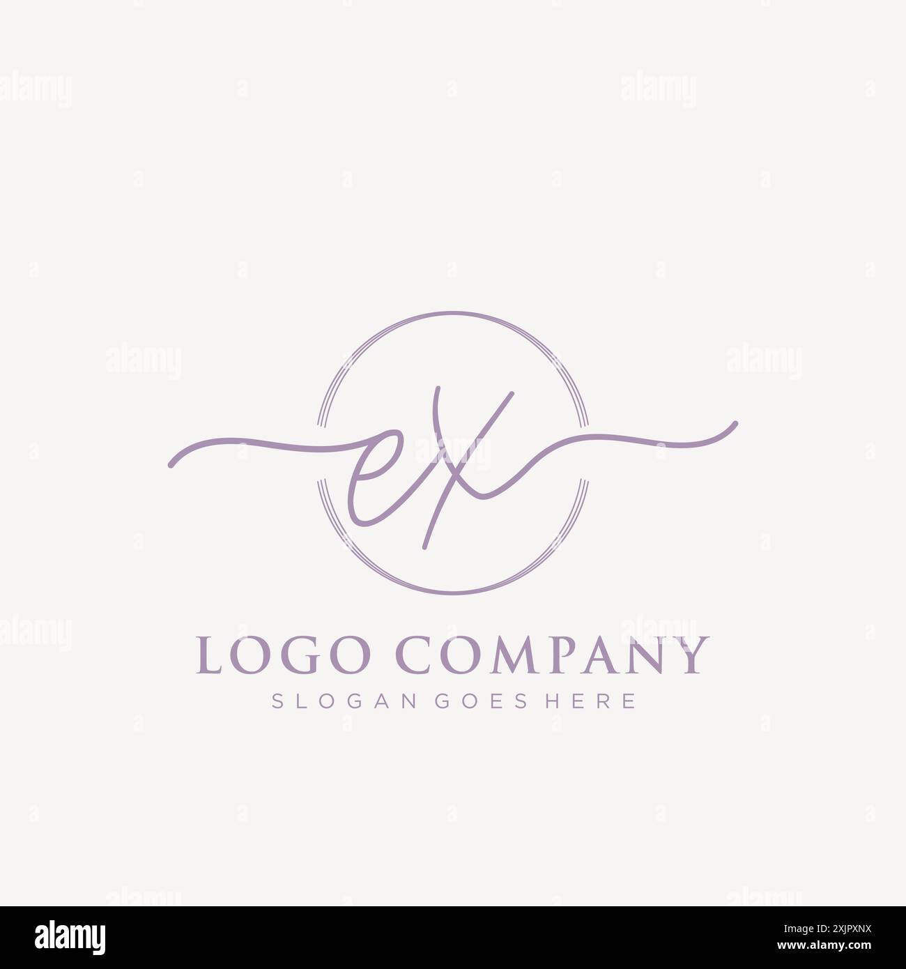EX Initial handwriting with brush circle logo Stock Vector