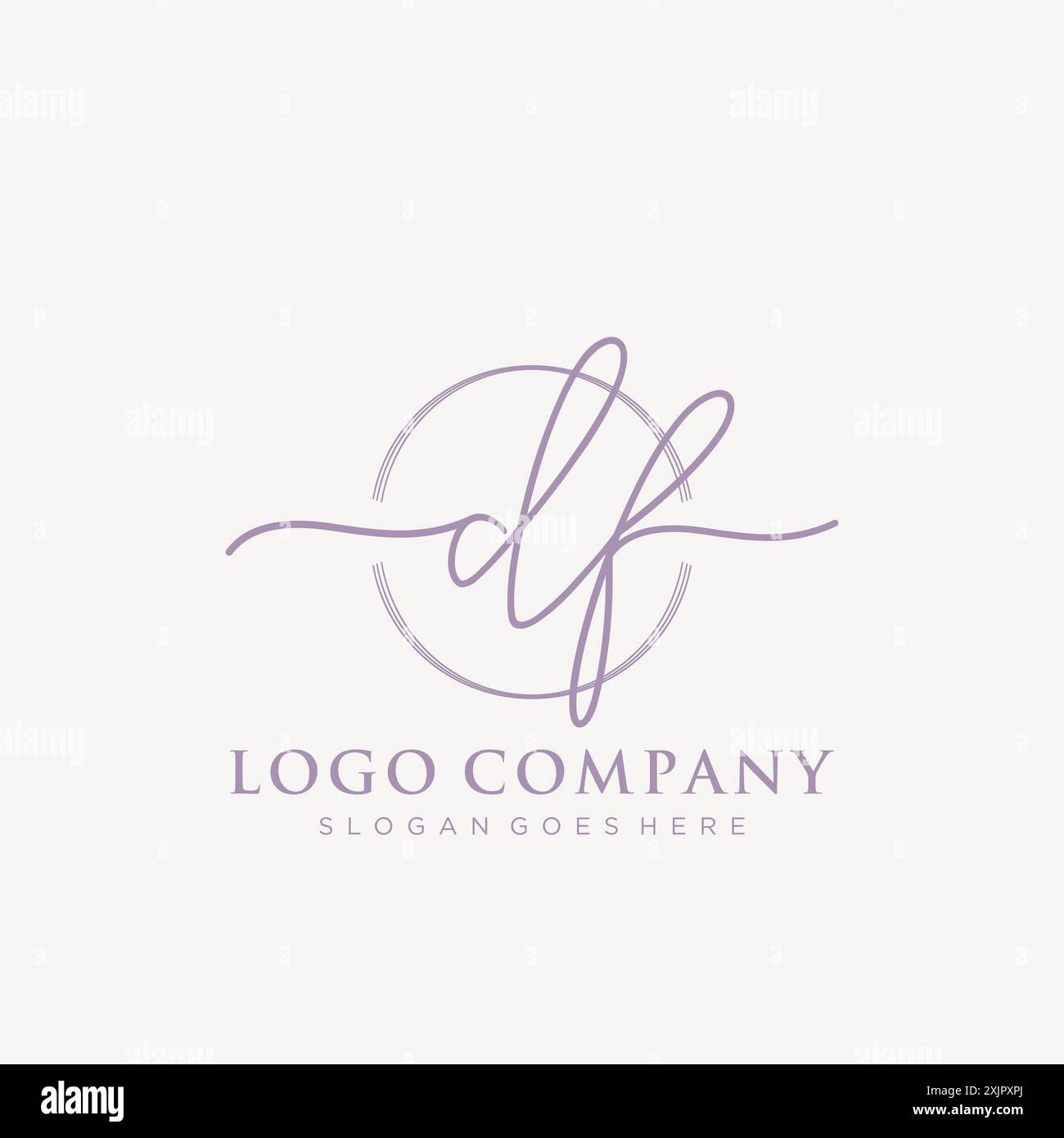 DF Initial handwriting with brush circle logo Stock Vector