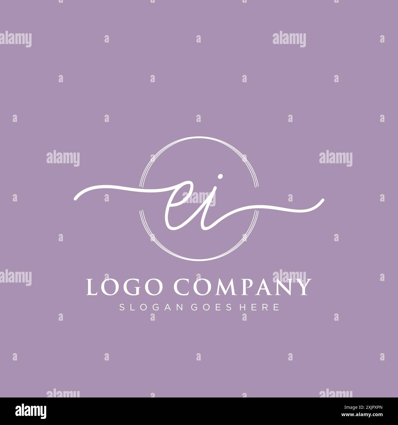 EI Initial handwriting with brush circle logo Stock Vector