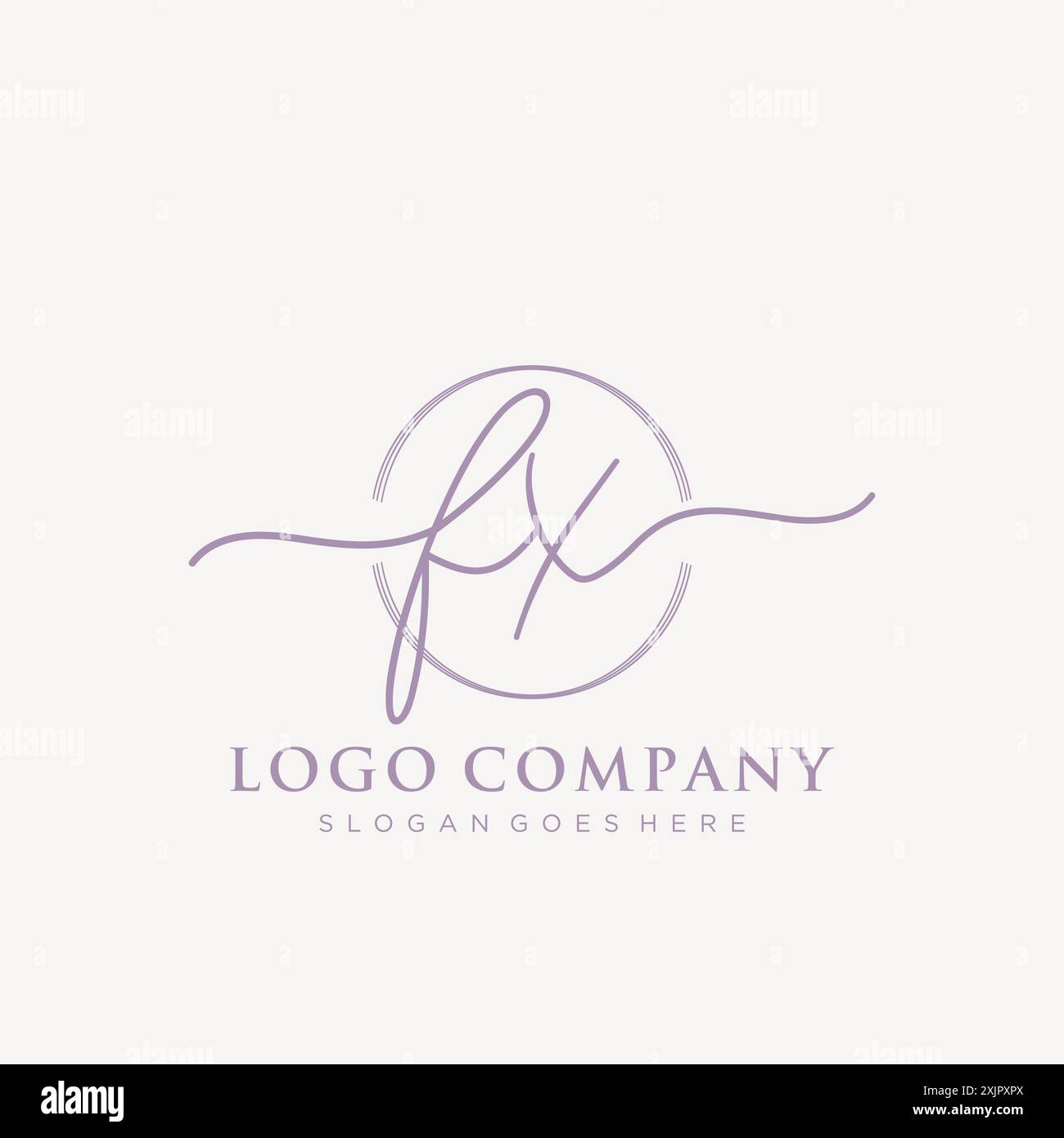 FX Initial handwriting with brush circle logo Stock Vector