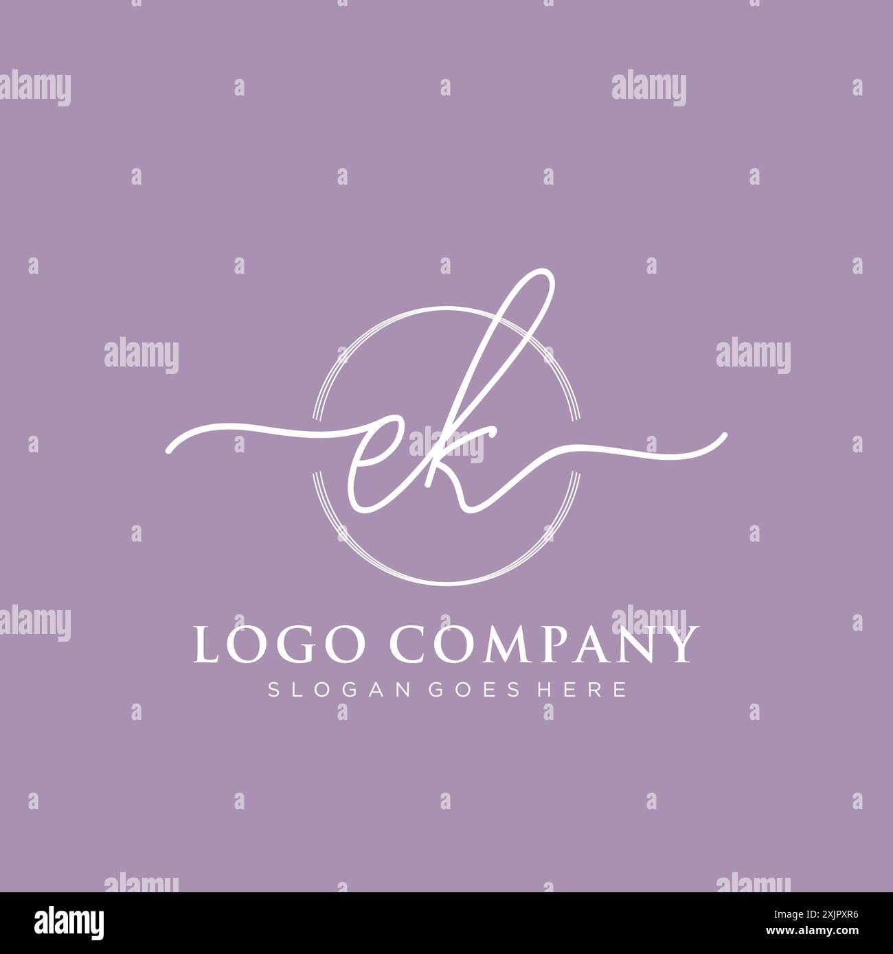 EK Initial handwriting with brush circle logo Stock Vector