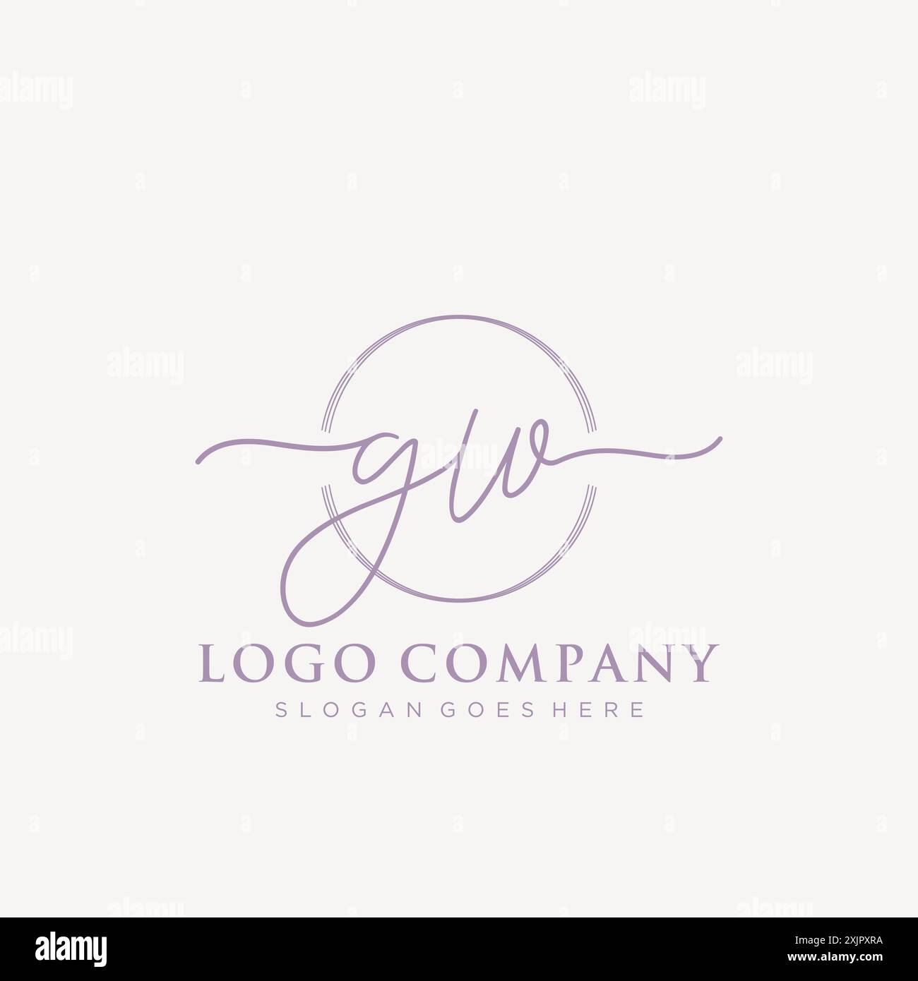 GW Initial handwriting with brush circle logo Stock Vector