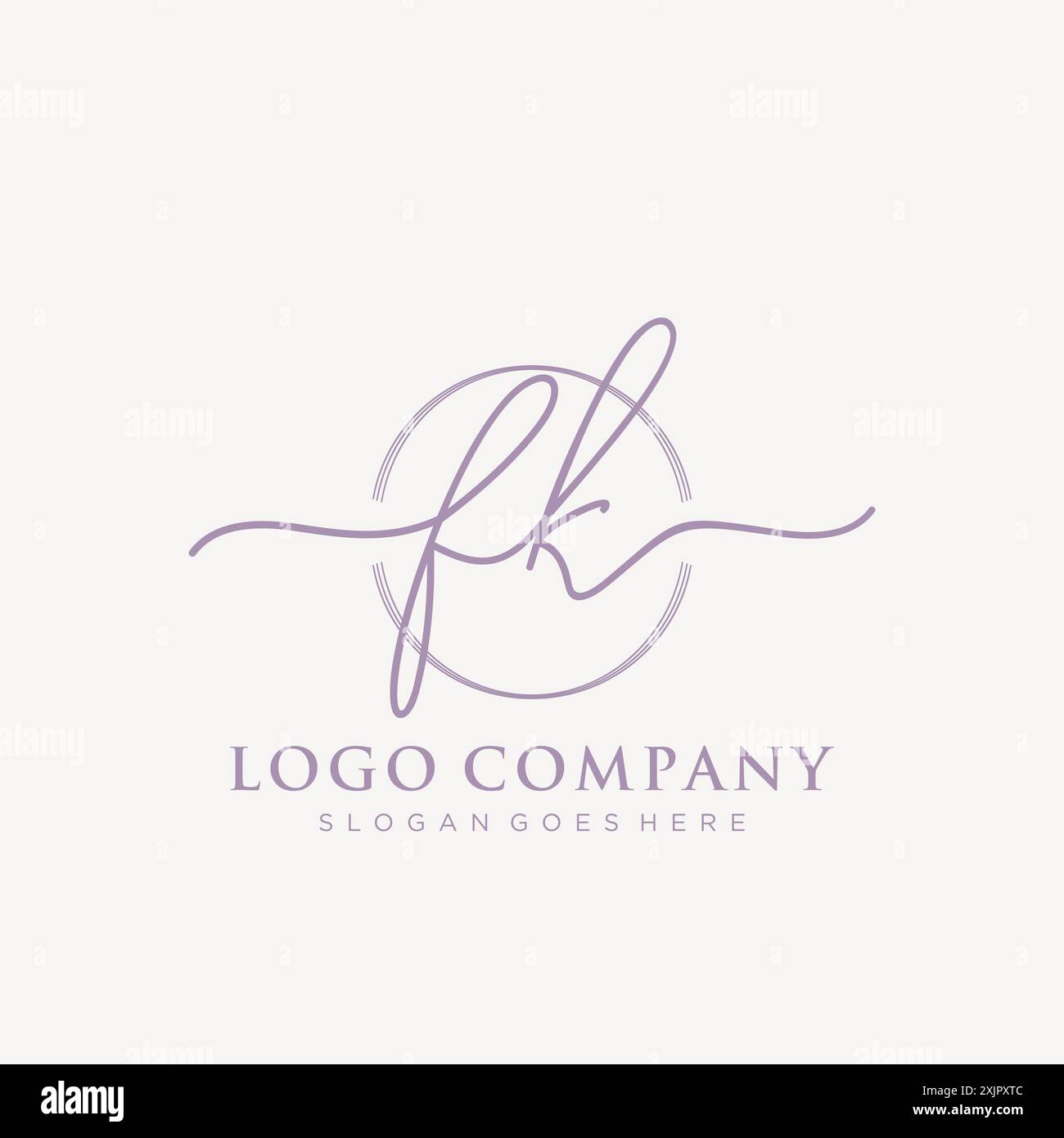 FK Initial handwriting with brush circle logo Stock Vector