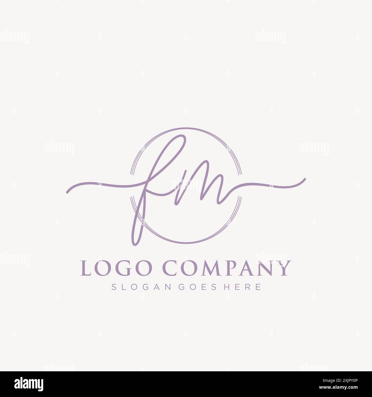 FM Initial handwriting with brush circle logo Stock Vector