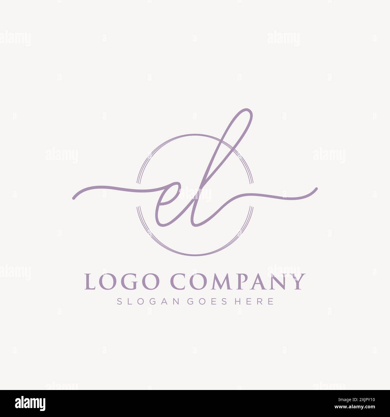EL Initial handwriting with brush circle logo Stock Vector