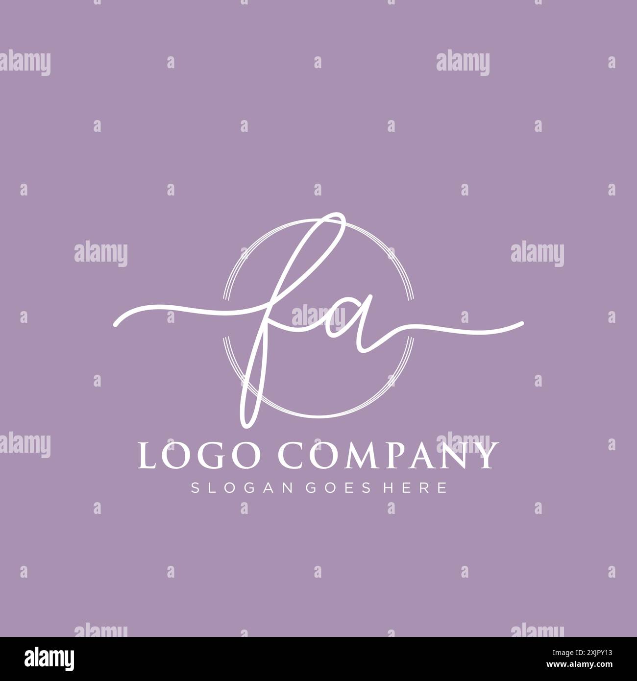 FA Initial handwriting with brush circle logo Stock Vector