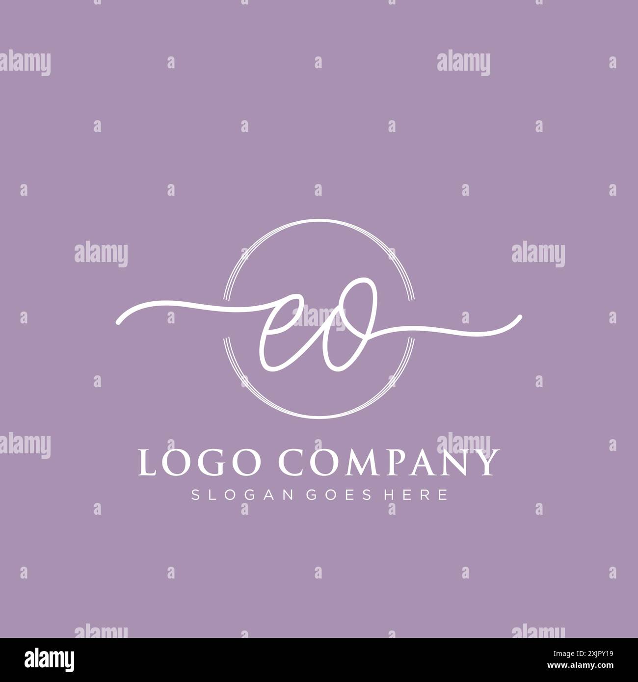 EO Initial handwriting with brush circle logo Stock Vector