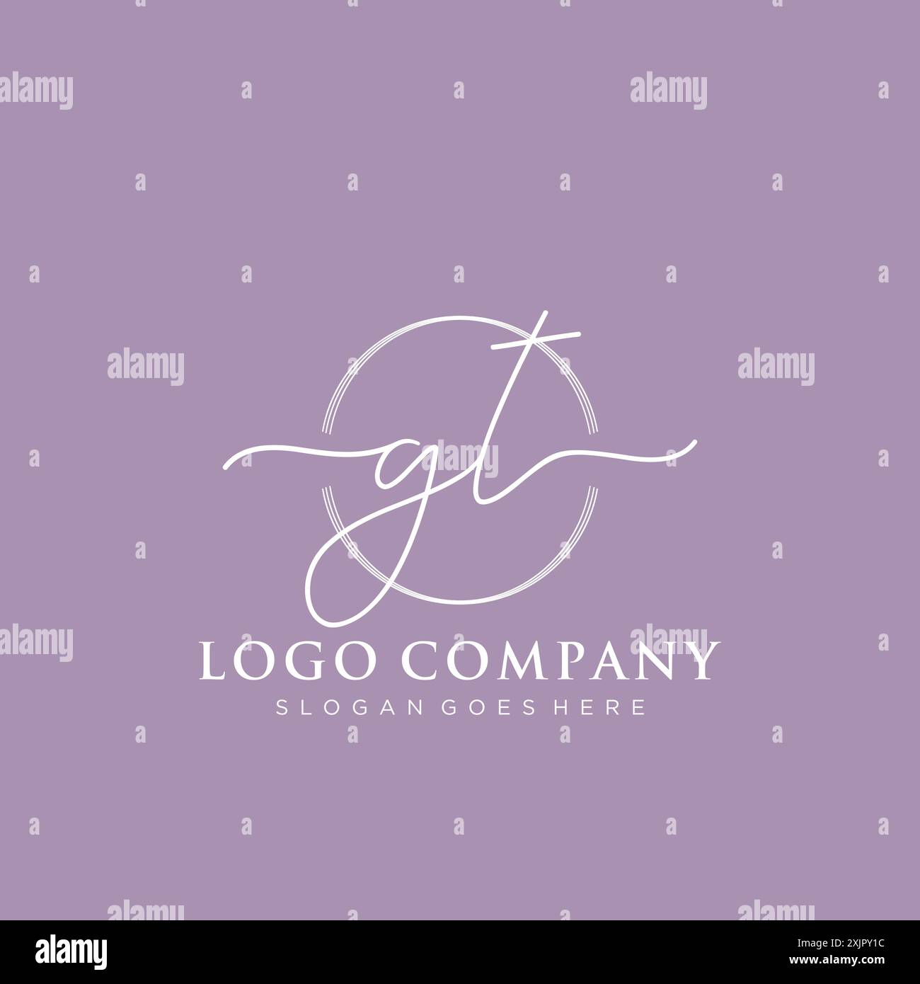 GT Initial handwriting with brush circle logo Stock Vector