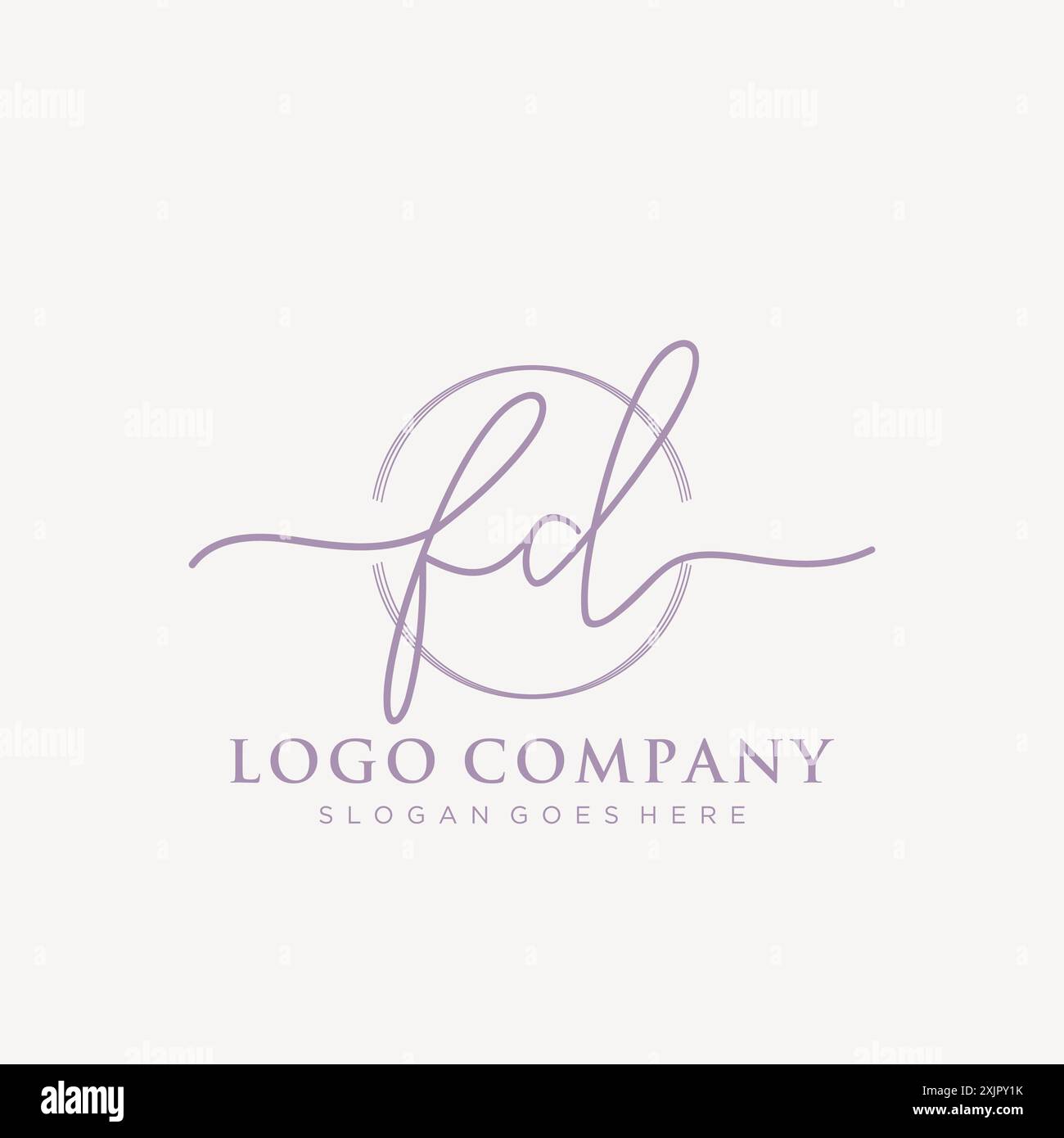 FD Initial handwriting with brush circle logo Stock Vector
