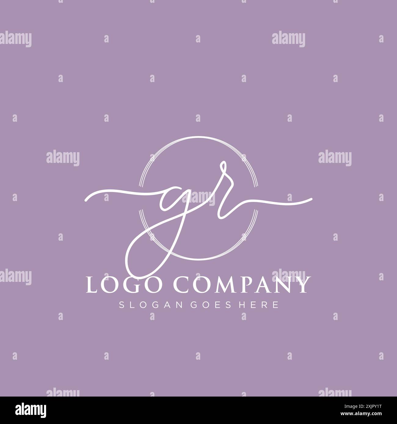GR Initial handwriting with brush circle logo Stock Vector