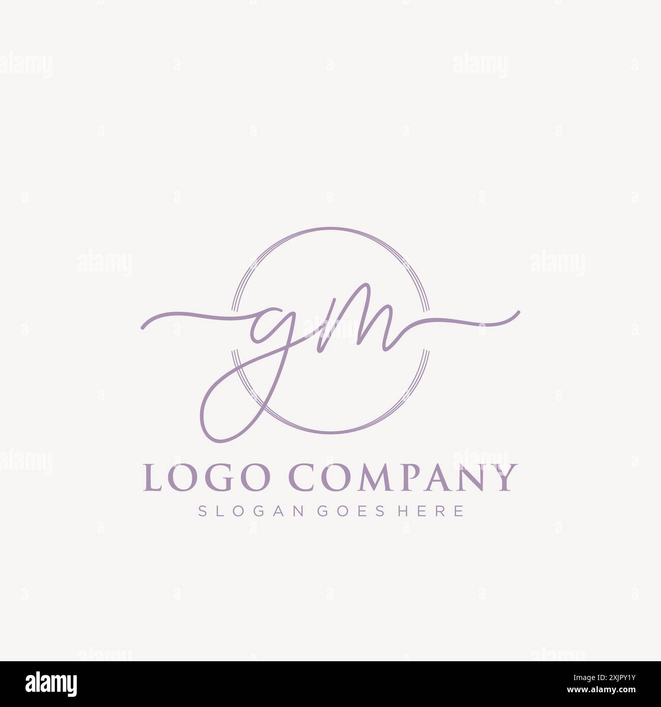 GM Initial handwriting with brush circle logo Stock Vector