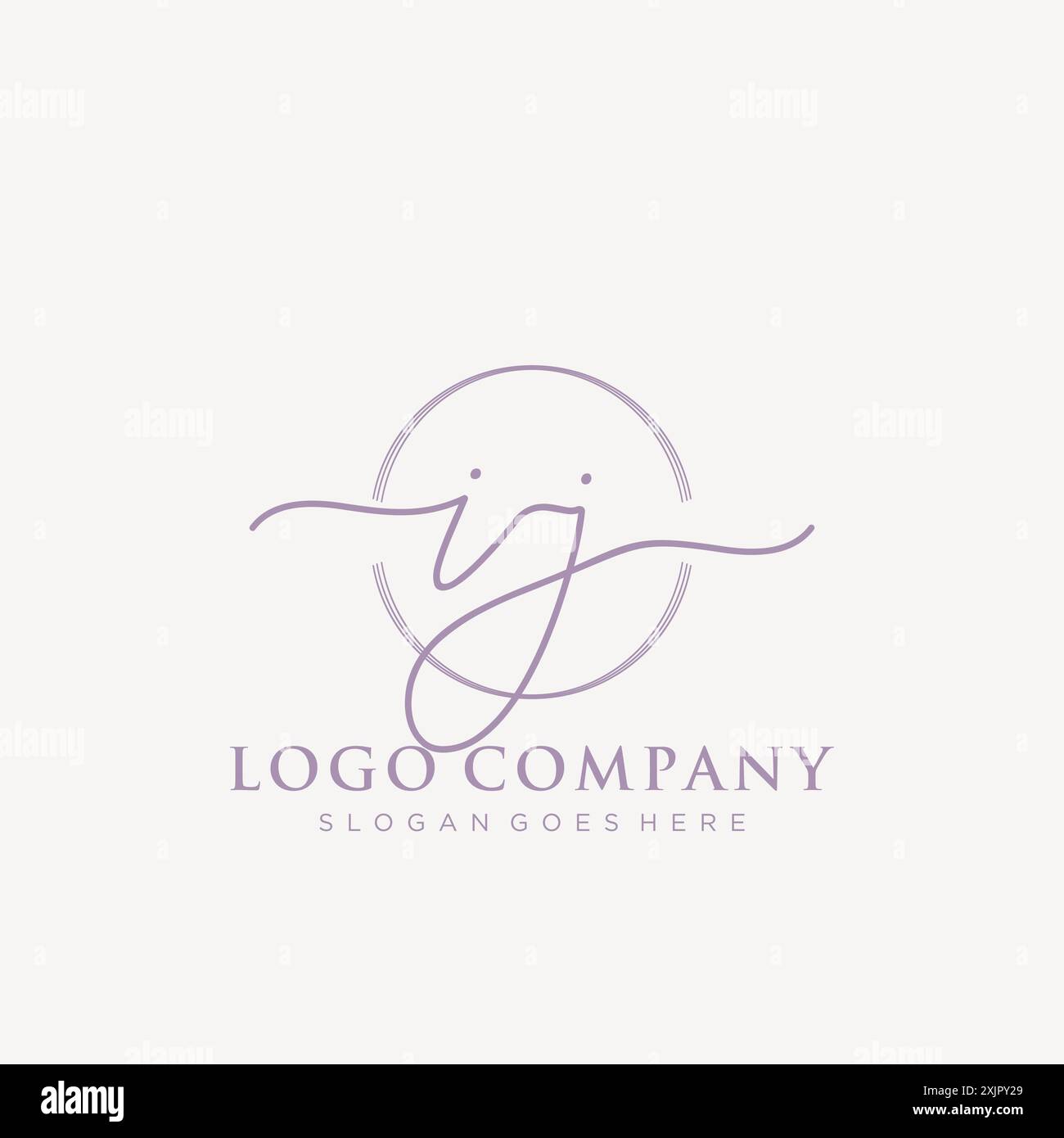 IJ Initial handwriting with brush circle logo Stock Vector