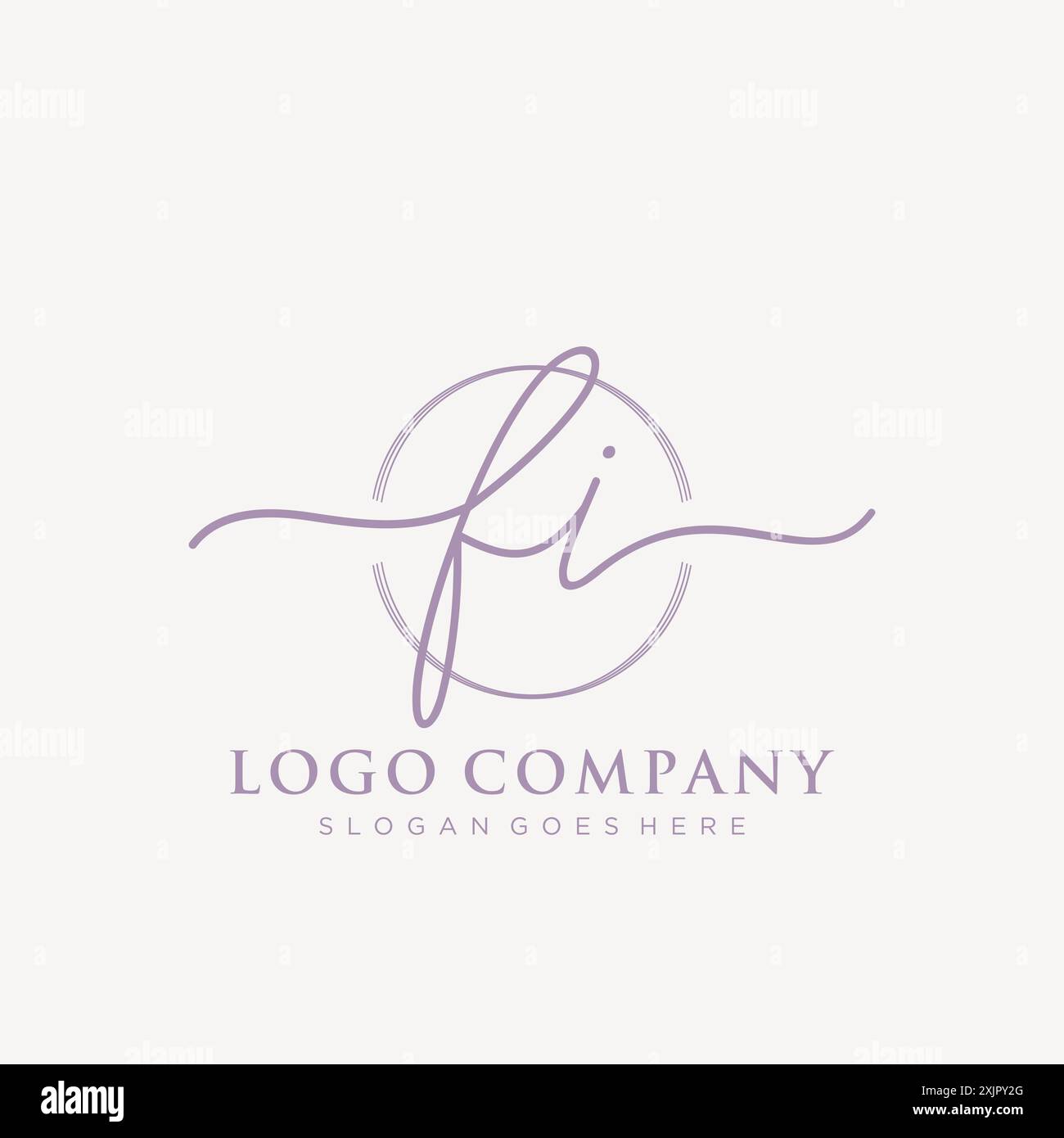 AA FIInitial handwriting with brush circle logo Stock Vector