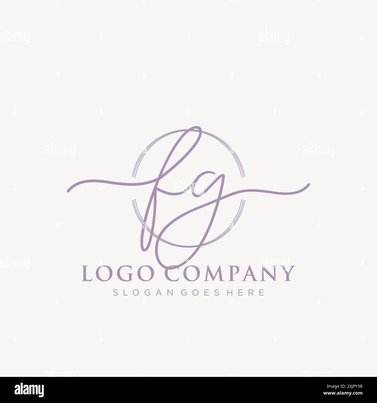 FG Initial handwriting with brush circle logo Stock Vector