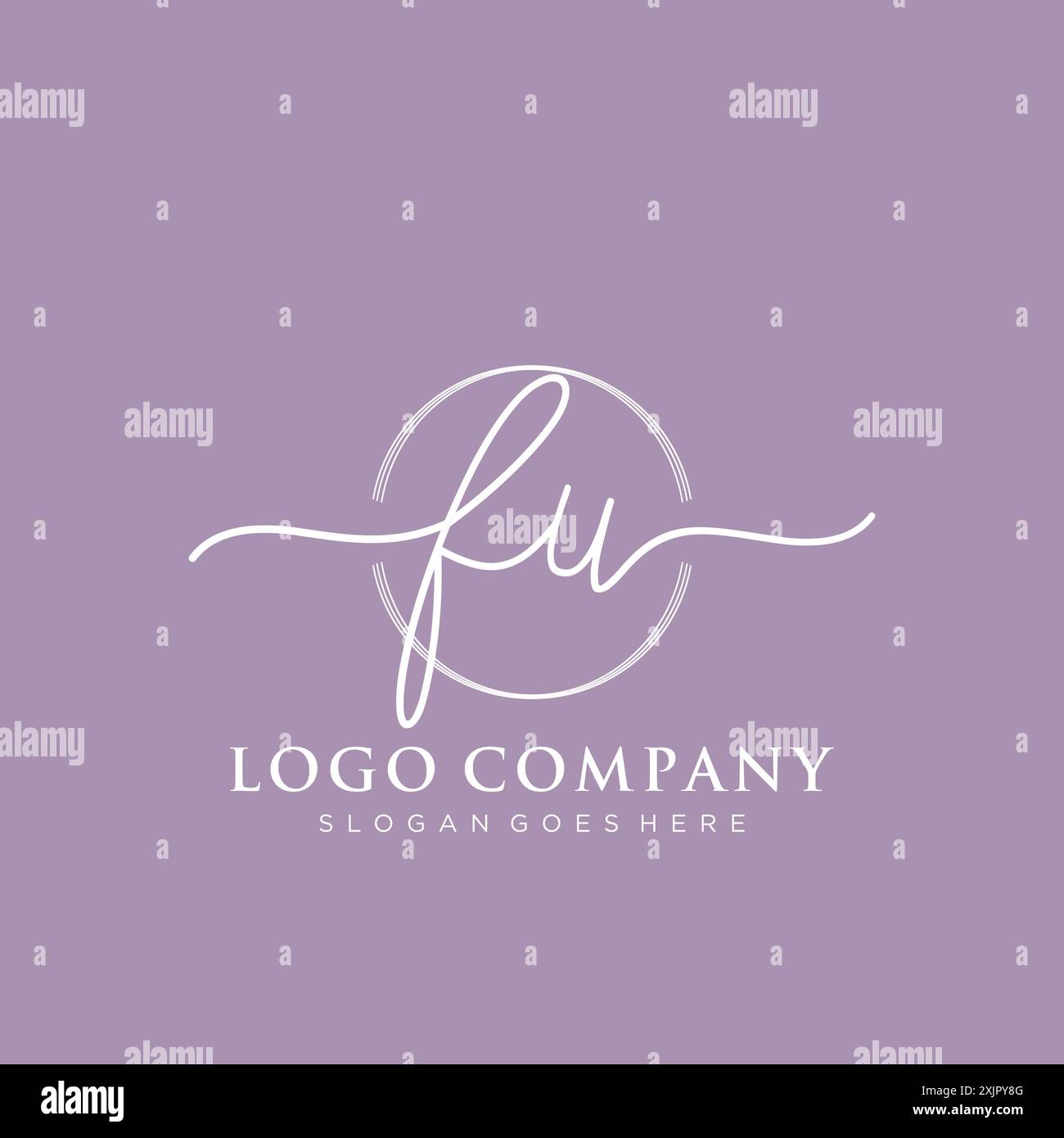 FU Initial handwriting with brush circle logo Stock Vector