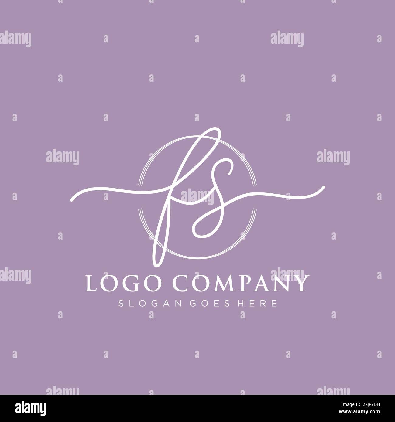 FS Initial handwriting with brush circle logo Stock Vector