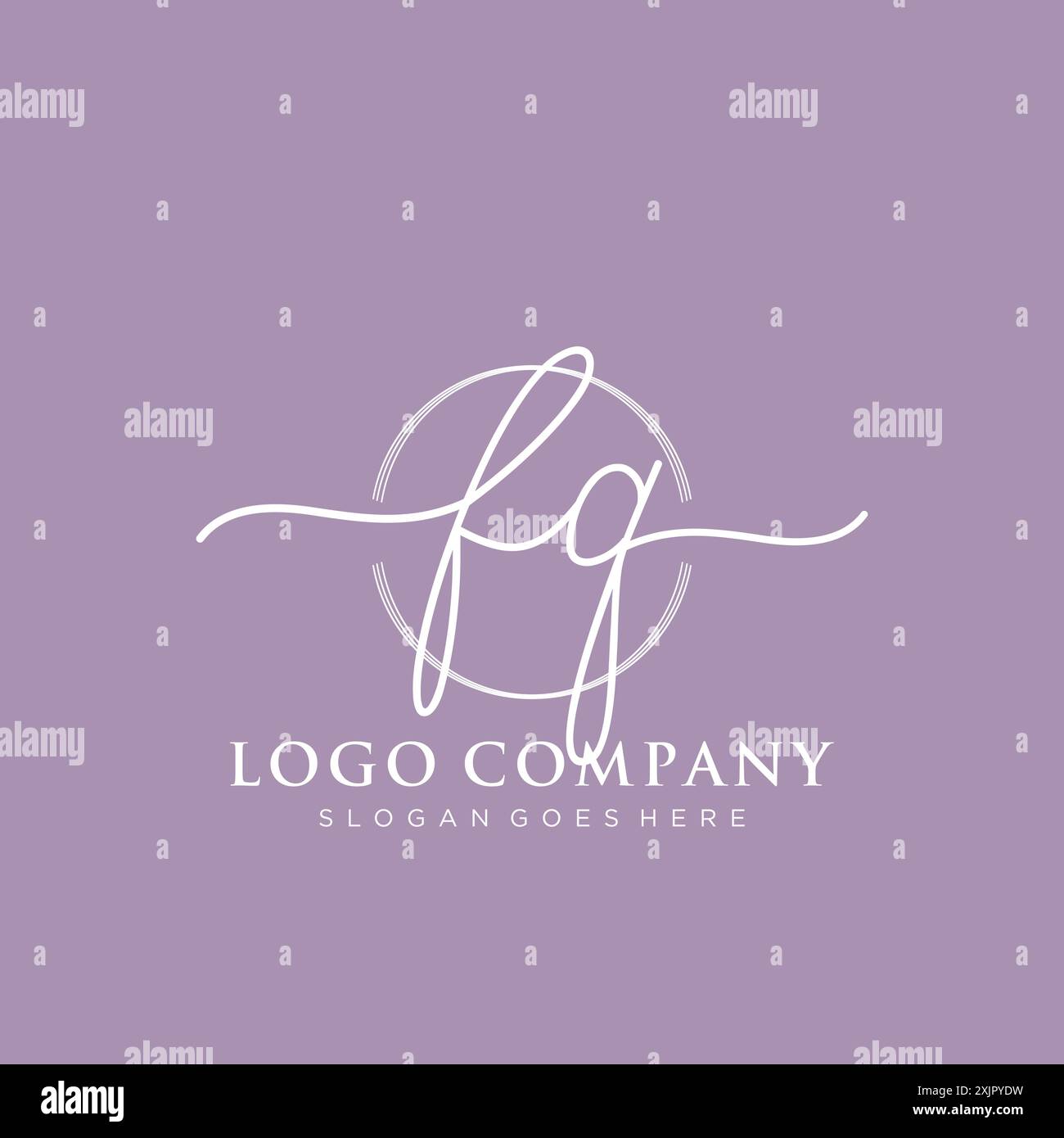 FQ Initial handwriting with brush circle logo Stock Vector