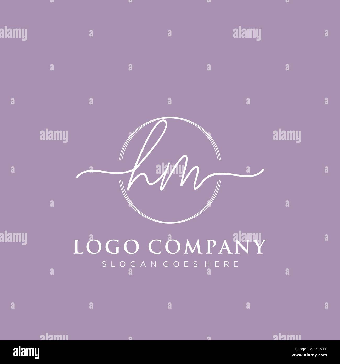 HM Initial handwriting with brush circle logo Stock Vector