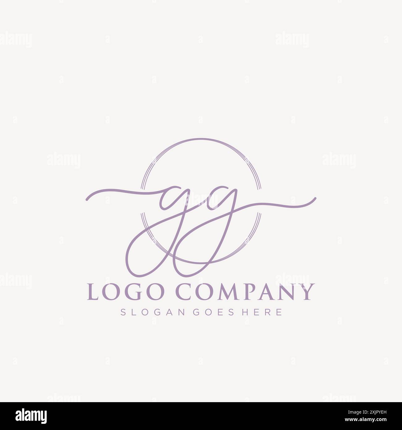 GG Initial handwriting with brush circle logo Stock Vector