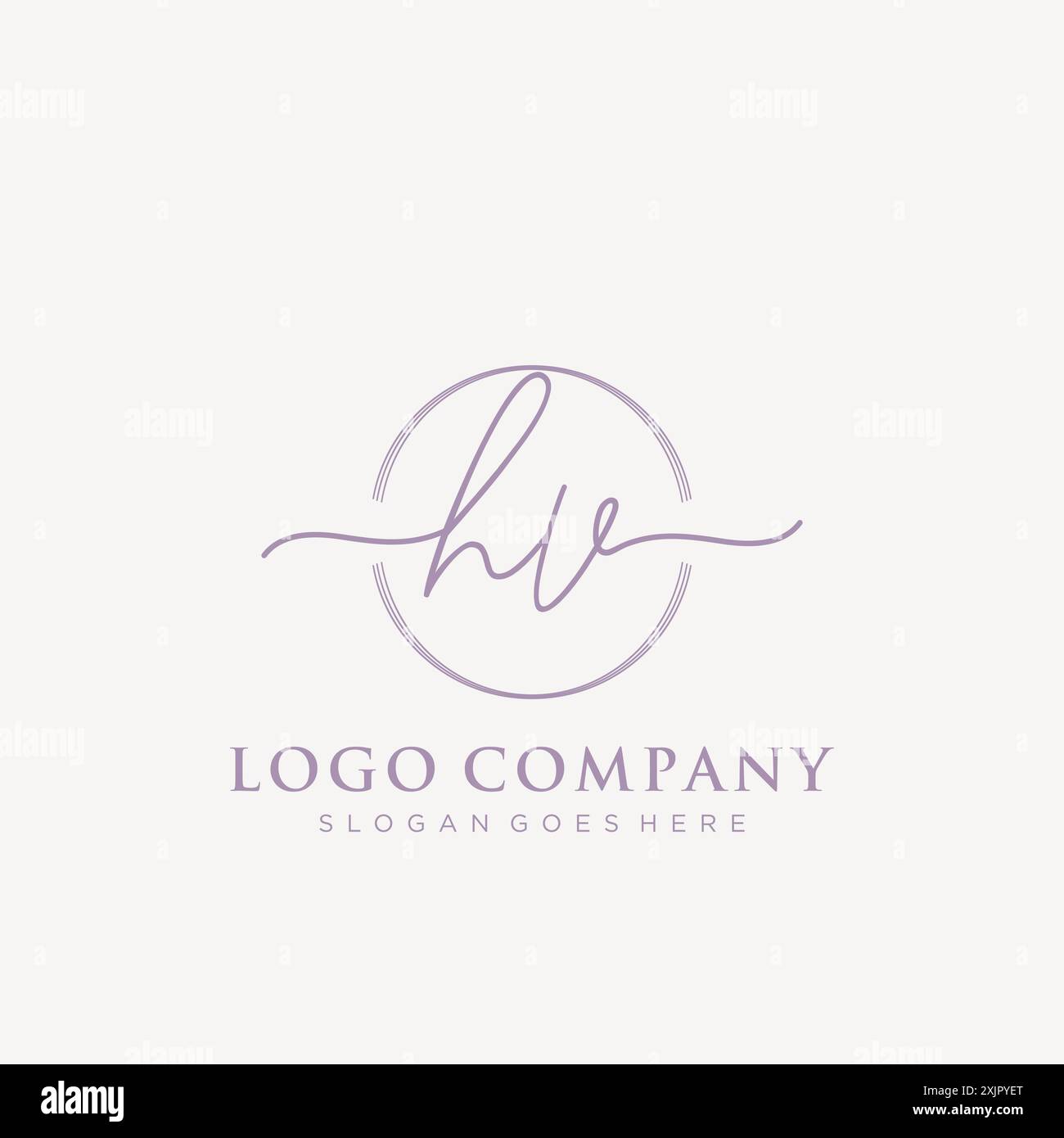 HV Initial handwriting with brush circle logo Stock Vector