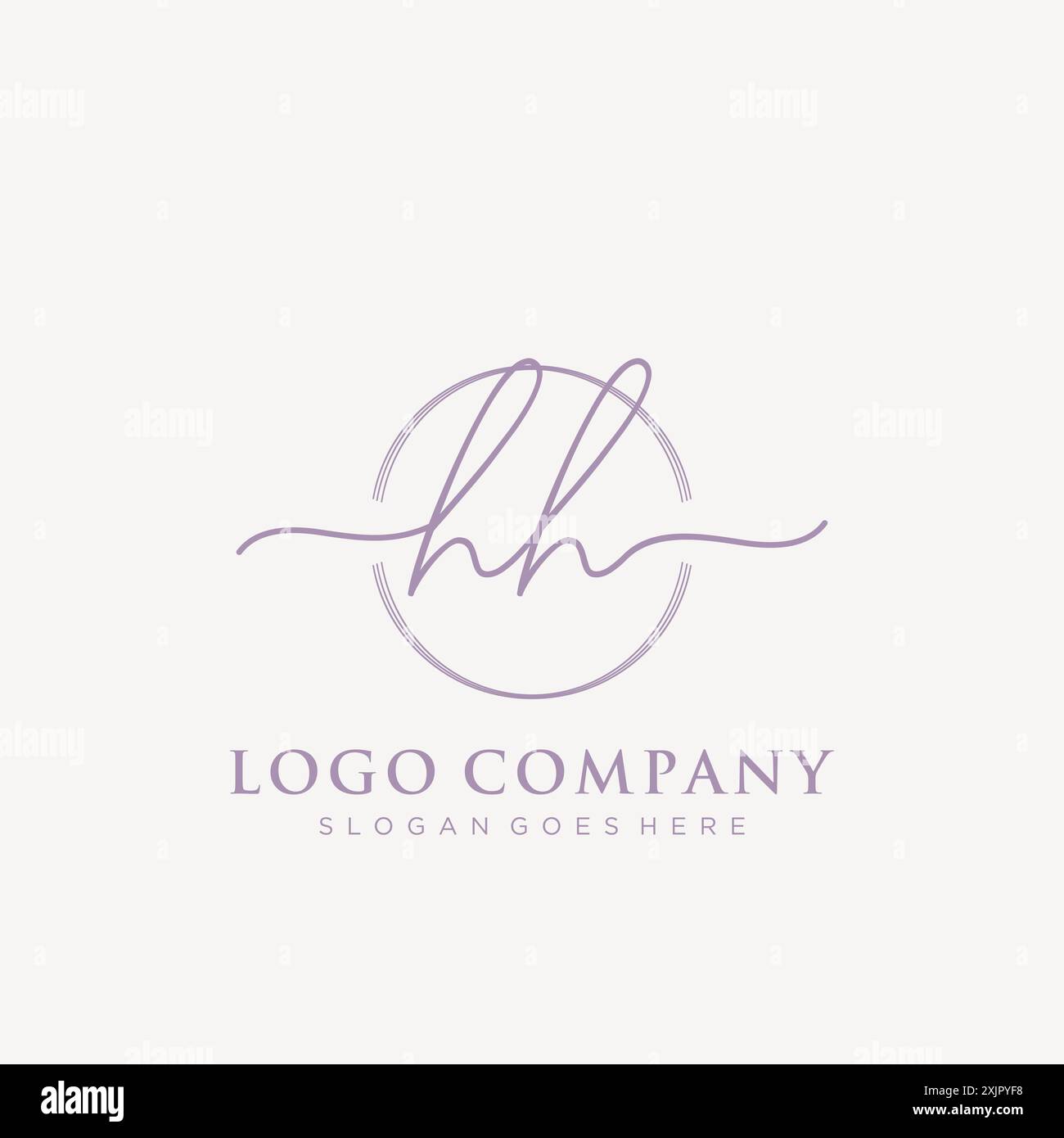 HH Initial handwriting with brush circle logo Stock Vector