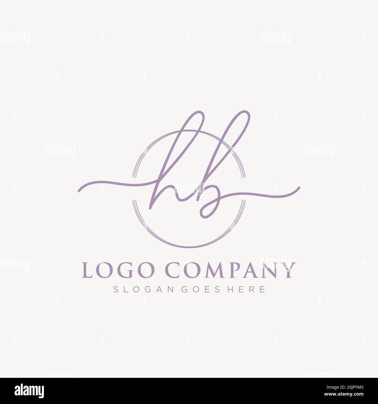 HB Initial handwriting with brush circle logo Stock Vector