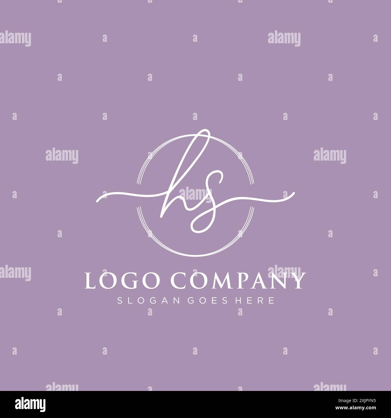 HS Initial handwriting with brush circle logo Stock Vector